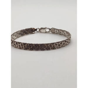 Men’s Italian Sterling Silver Bracelet 925 Woven Link